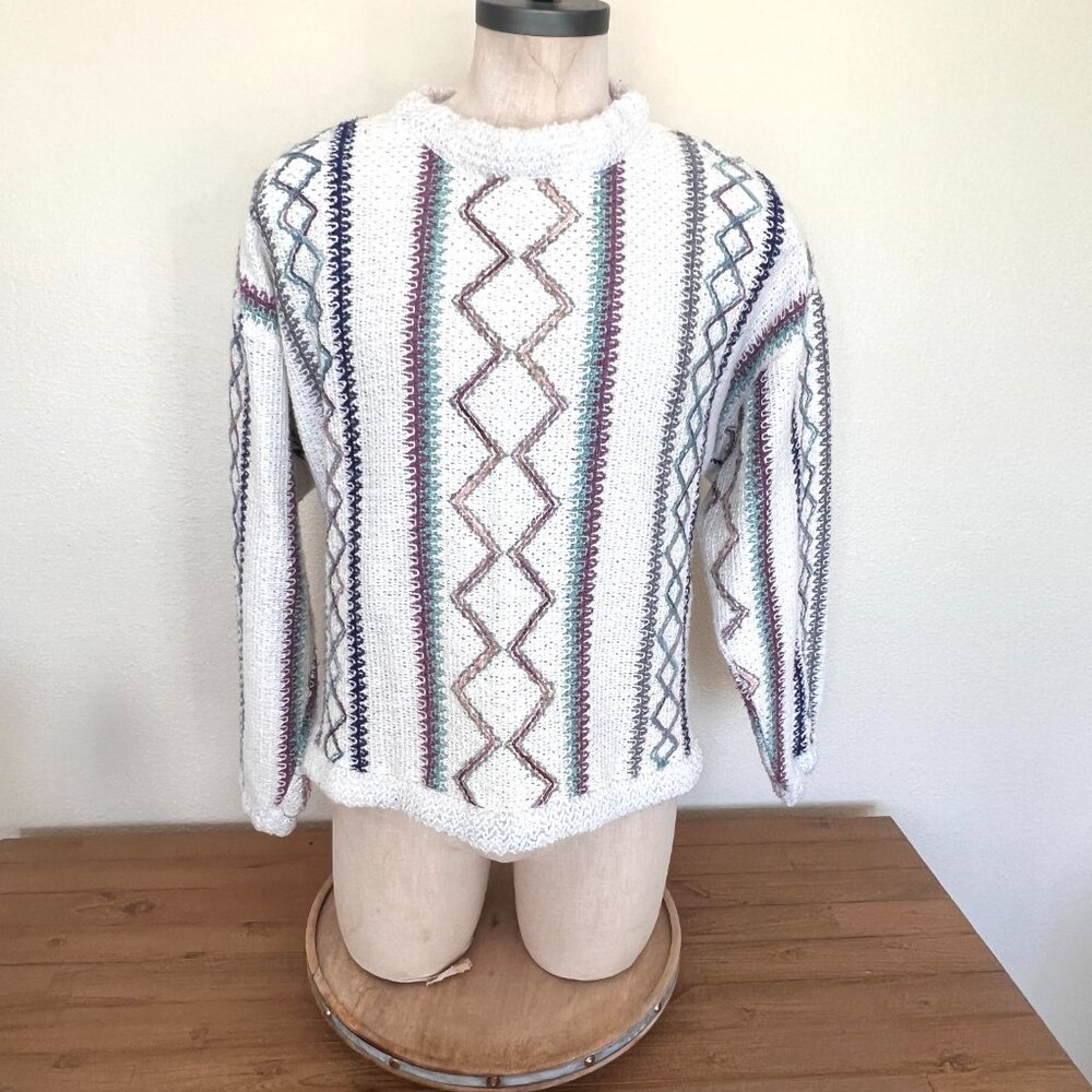 Allen Wah - Pullover Sweater - Size Medium - Multi Texture